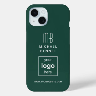 Funda Para iPhone 15 Logotipo personalizado monograma verde