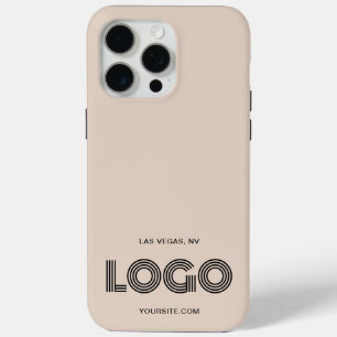 Funda Para iPhone 15 Pro Max Logotipo rectangular moderno beige y negro