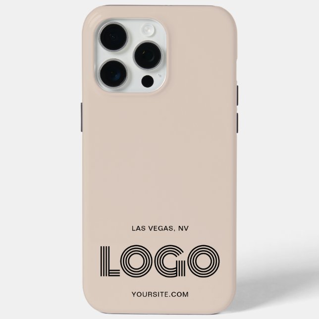 Funda De Case-Mate Para iPhone Logotipo rectangular moderno beige y negro (Reverso )