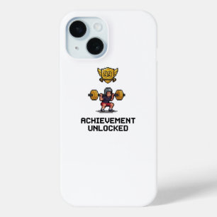 Funda Para iPhone 15 Logro desbloqueado nivel 99 Motivación Pixel Gym