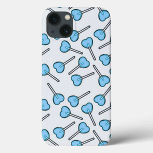 Funda Para iPhone 13 Lollipops con forma de corazón azul