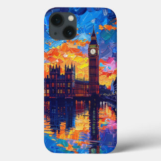 Funda Para iPhone 13 London Big Ben: Vibrant Impressionist Oil Painting
