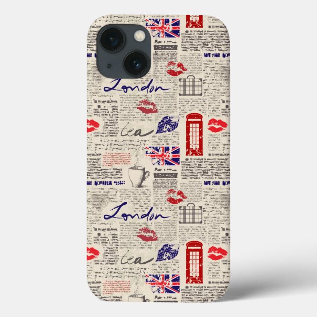 Funda De Case-Mate Para iPhone London Newspaper Pattern (Reverso)