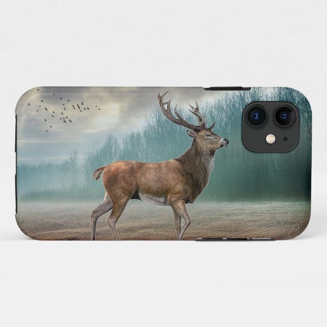 Funda De Case-Mate Para iPhone Lone Deer In Misty Forest (Reverso (horizontal))