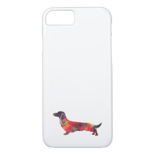 Funda Para iPhone 8/7 Long Haired Dachshund Geo Silhouette Multi
