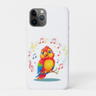 Funda Para iPhone 11 Pro **Loro Cantando – Ilustración Adorable de un Loro