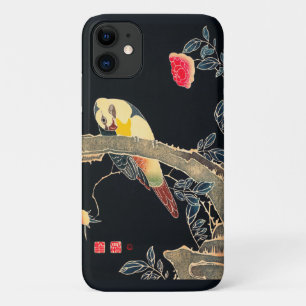 Funda Para iPhone 11 Loro en el bloque de madera japonesa del pájaro vi