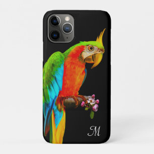 Funda Para iPhone 11 Pro Loro multicolor tropical y monograma