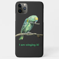 Loro verde girándolo, estuche para iPhone
