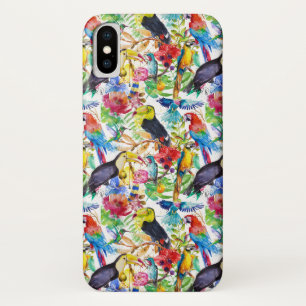 Funda Para iPhone X Loros coloridos de la acuarela