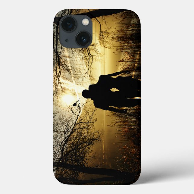 Funda De Case-Mate Para iPhone Los amantes románticos de la silueta al atardecer (Reverso)