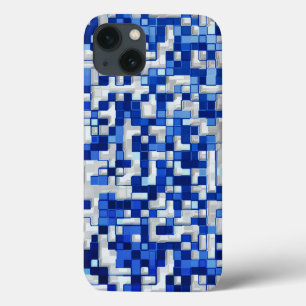 Funda Para iPhone 13 Los cuadrados pequeños se solapan, los tonos azule