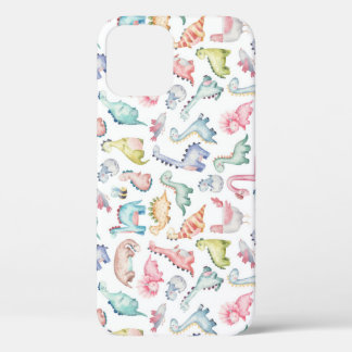 Funda Para iPhone 12 Los dinosaurios, el patrón acuático de los niños.