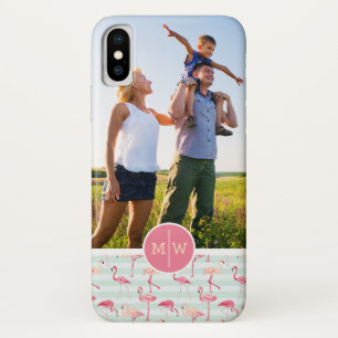 Funda Para iPhone X Los flamencos en rayas el   añaden su foto y