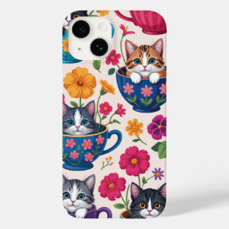 Funda Para iPhone 14 De Case-Mate Los Gatitos de Taza y Flores