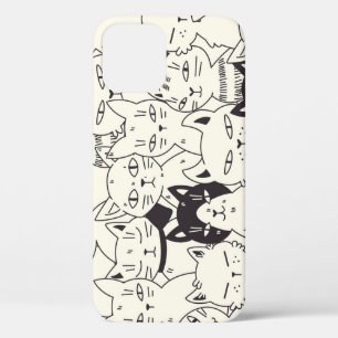 Funda Para iPhone 12 Los gatos dibujados a mano garabatean un patrón si