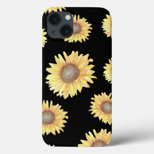 Funda Para iPhone 13 Los girasoles en negro