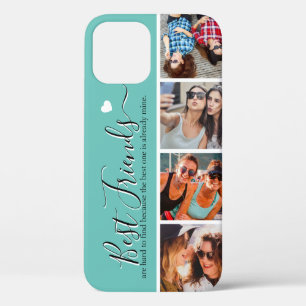 Funda Para iPhone 12 Los mejores amigos besan 4 fotos Verde azuladas