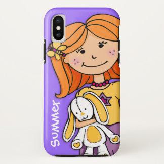 Funda Para iPhone X Los niños llaman chica iphone cuddle morado amaril