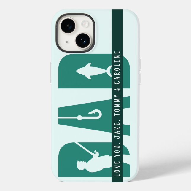 Funda De Case-Mate Para iPhone Los niños Personalizados de Pescadores nombran el  (Reverso )