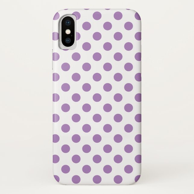 Funda De Case-Mate Para iPhone Los puntos de polka de lavanda sobre blanco (Reverso)