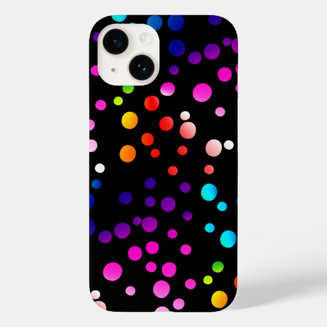 Funda De Case-Mate Para iPhone Los puntos de Polka Neon Sobre Negro (Reverso )