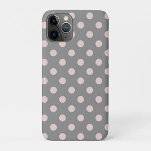 Funda Para iPhone 11 Pro Los puntos de polka rosa gris y Rubor se ponen mod