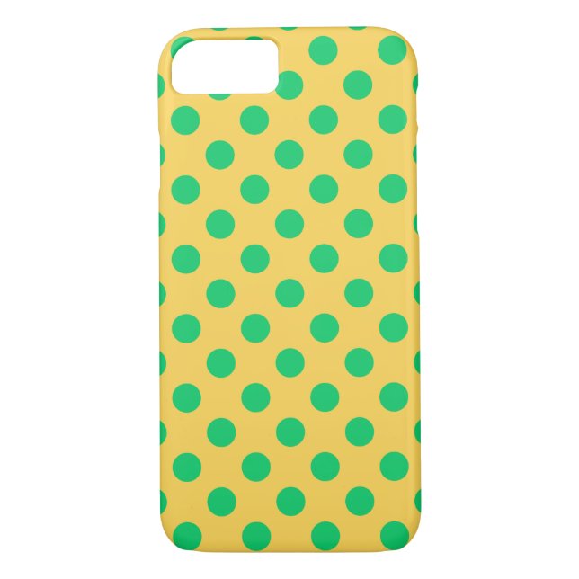 Funda De Case-Mate Para iPhone Los puntos de polka verde sobre el amarillo (Reverso)