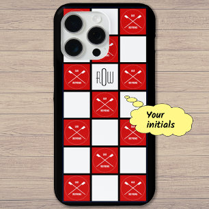 Funda Para iPhone 15 Pro Max Los remeros monogramas cruzan los remos rojos
