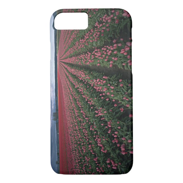 Funda De Case-Mate Para iPhone Los tulipanes rosados y rojos brillan bajo oscurid (Reverso)