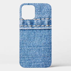 Funda Para iPhone 12 Los vaqueros azules cosieron textura de cierre. 