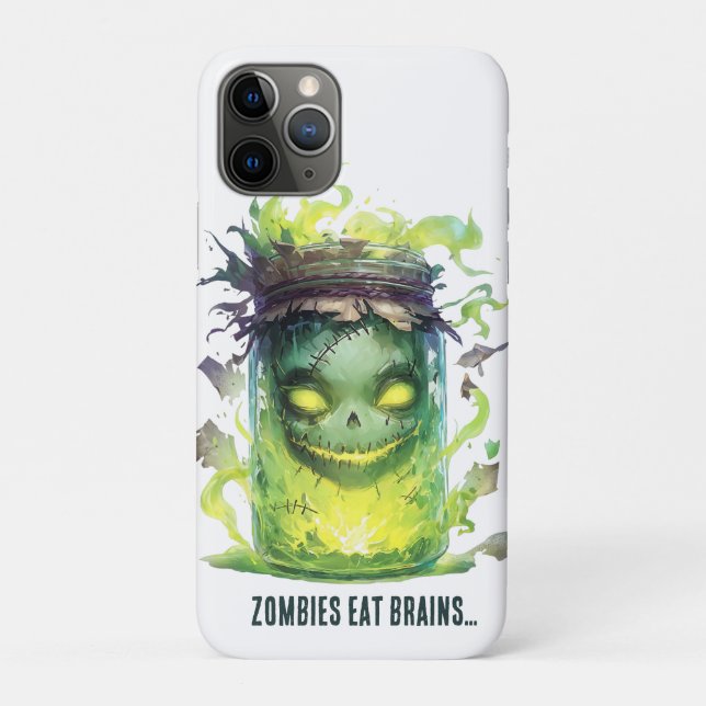 Funda De Case-Mate Para iPhone Los zombies comen cerebros. Fantasma Halloween Jar (Reverso)