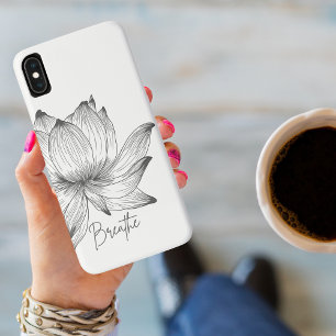 Funda Para iPhone XS Max Lotus Flower Design Yoga Meditation Lovers B&W