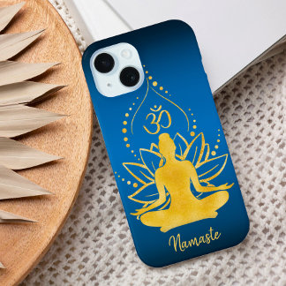 Funda Para iPhone 15 Lotus & Om - Nombre personalizado Minimalista