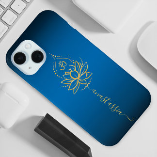 Funda Para iPhone 15 Lotus y Om personalizado: Minimalista nombre perso