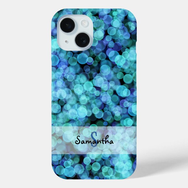 Funda De Case-Mate Para iPhone Luces Bokeh en tonos de azul (Reverso )