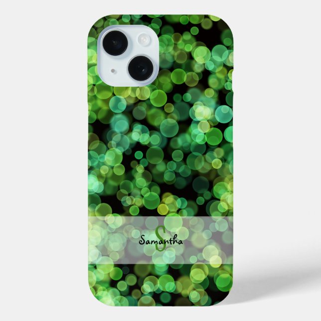 Funda De Case-Mate Para iPhone Luces Bokeh en tonos de verde (Reverso )