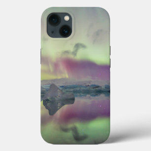 Funda Para iPhone 13 Luces de Aurora reflejan en la laguna   Islandia