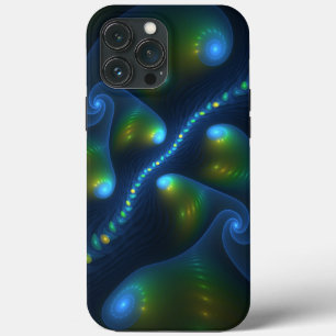 Funda Para iPhone 13 Pro Max Luces de fantasía Resumen Fractal amarillo verde a