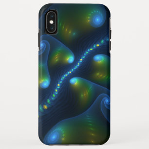 Funda Para iPhone XS Max Luces de fantasía Resumen Fractal amarillo verde a