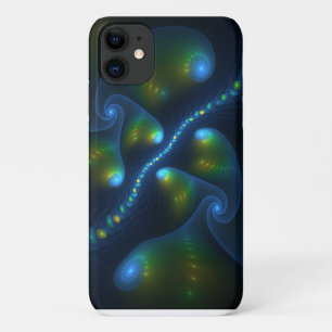 Funda Para iPhone 11 Luces de fantasía Resumen Fractal amarillo verde a
