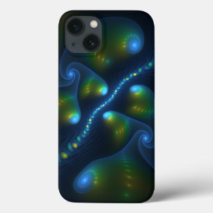 Funda Para iPhone 13 Luces de fantasía Resumen Fractal amarillo verde a