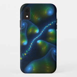 Funda Para iPhone XR Luces de fantasía Resumen Fractal amarillo verde a