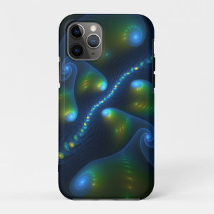 Funda Para iPhone 11 Pro Luces de fantasía Resumen Fractal amarillo verde a