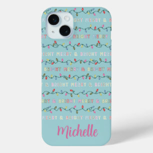 Funda Para iPhone 15 Mini Luces de los Navidades azules brillantes y merry