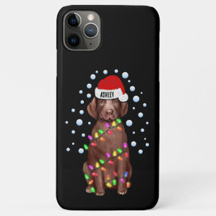 Funda Para iPhone 11 Pro Max Luces de Navidad con ambiente de perro Labrador Re