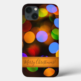 Funda Para iPhone 13 Luces de Navidades multicolores. Plantilla de text