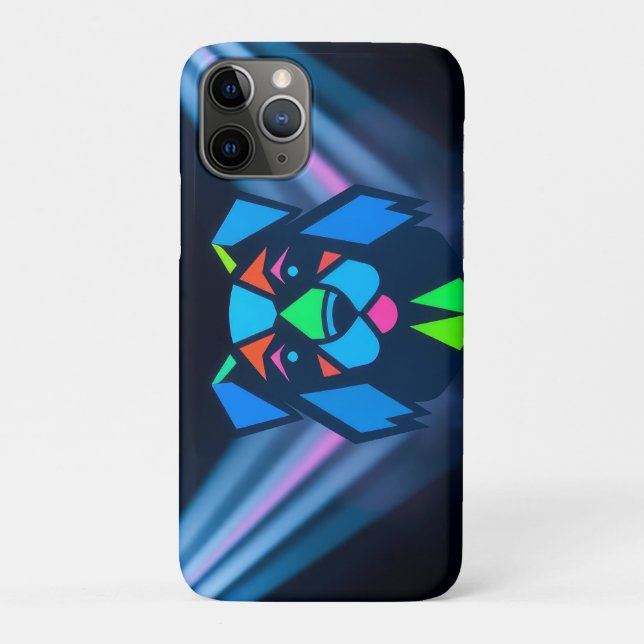 Funda De Case-Mate Para iPhone Luces de neón perro azul (Reverso)