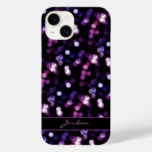 Funda Para iPhone 14 De Case-Mate Luces de parkle púrpura de bonito con nombre