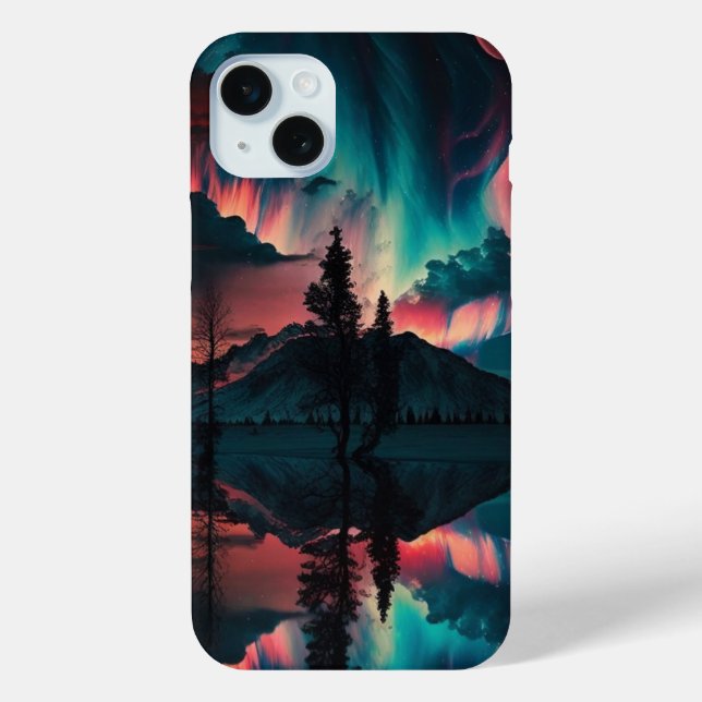 Funda De Case-Mate Para iPhone Luces del Norte de neón (Reverso )